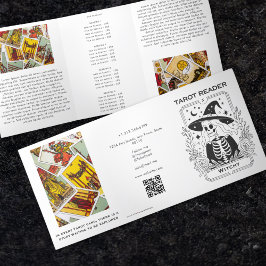 Mystisch-gotische Schwarz-Weiß-Tarot-Design Dreifach Gefaltete Karte