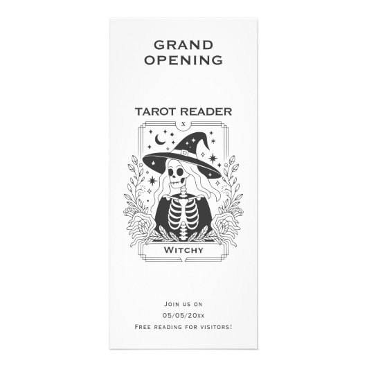 Mystisch-gotische Schwarz-Weiß-Tarot-Design Werbekarte (Vorne)