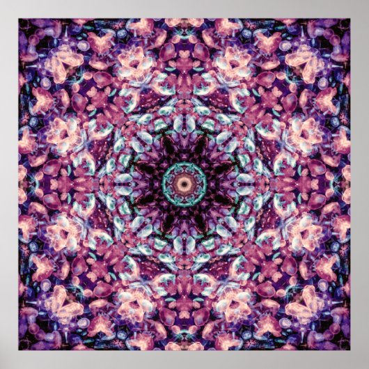 Mystisch Lila Biolumineszenz Kaleidoskop Kunst Poster (Vorne)