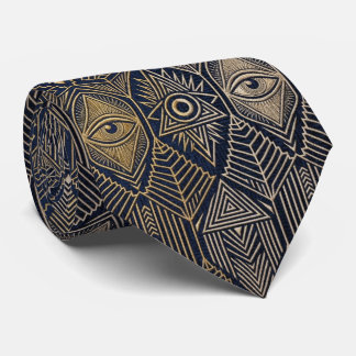 Mystisch Navy Blau & Gold Augen Motiv Krawatte