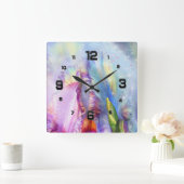 Mystisch rosa Abstrakt Quadratische Wanduhr (Zuhause)