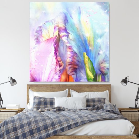 Mystisch-rosa-blaues Abstraktes Kissen Leinwanddruck (Insitu (Schlafzimmer))