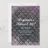 Mystisch rosa Silberner Glitzer Meerjungfrau Süß 1 Einladung (Vorderseite)