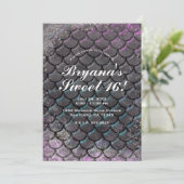 Mystisch rosa Silberner Glitzer Meerjungfrau Süß 1 Einladung (Stehend Vorderseite)