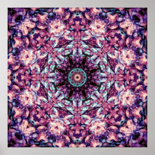 Mystisch violette biolumineszente Kaleidoskop-Kuns Poster