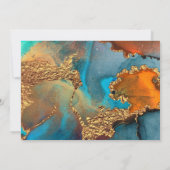 Mystische Abstrakte Aquamarine Korallenhochzeit Einladung (Rückseite)