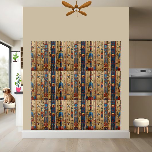 Mystische Ägyptische Hieroglyphen und florale Kuns Fliese