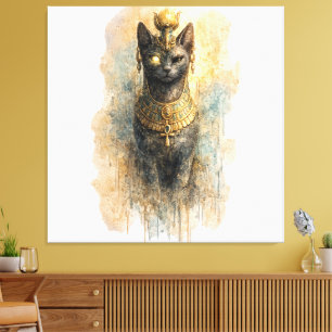 Mystische ägyptische Katze, künstlerisch inspirier Leinwanddruck