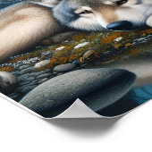 Mystische amerikanische Frau mit Wölfen 16x12 Poster (Ecke)