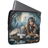 Mystische amerikanische Ureinwohner mit Wölfen Laptopschutzhülle (Vorne Rechts)