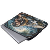 Mystische amerikanische Ureinwohner mit Wölfen Laptopschutzhülle (Vorne Knopf)