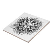 Mystische antike Vintage Schwarz-weiße Sonnenfront Fliese (Seite)