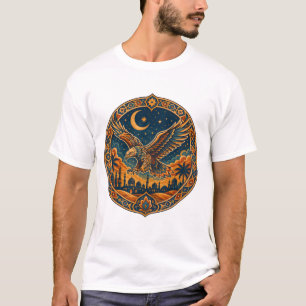 Mystische arabische Eulen-Halbmond-Wüstenkunst T-Shirt