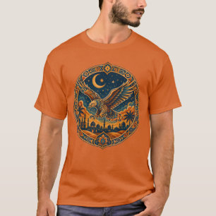 Mystische arabische Eulen-Halbmond-Wüstenkunst T-Shirt