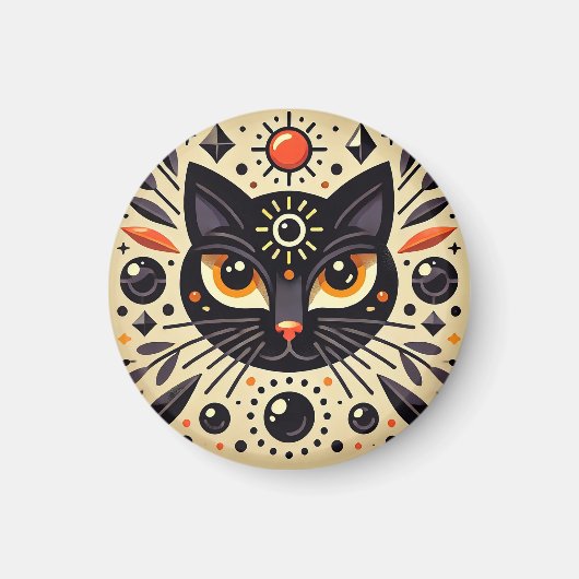Mystische Artwork einer schwarzen Katze Magnet (Vorne)