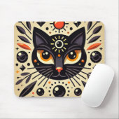 Mystische Artwork einer schwarzen Katze Mousepad (Mit Mouse)