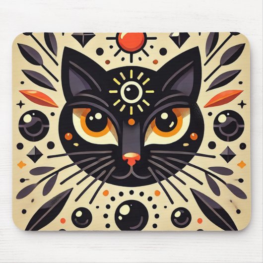 Mystische Artwork einer schwarzen Katze Mousepad (Vorne)
