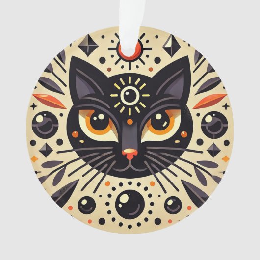 Mystische Artwork einer schwarzen Katze Ornament (Vorderseite)