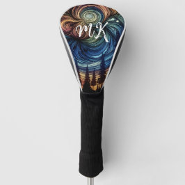 Mystische ätherische Kunst mit Bäumen und nächtlic Golf Headcover