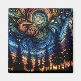 Mystische ätherische Kunst mit Bäumen und nächtlic Magnet