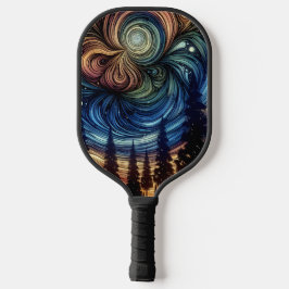 Mystische ätherische Kunst mit Bäumen und nächtlic Pickleball Schläger