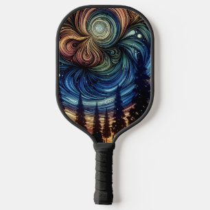 Mystische ätherische Kunst mit Bäumen und nächtlic Pickleball Schläger