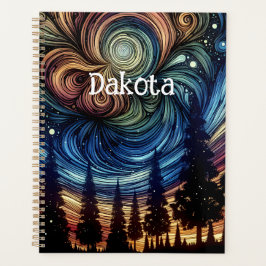 Mystische ätherische Kunst mit Bäumen und nächtlic Planer