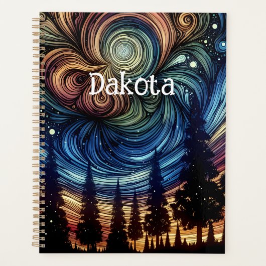 Mystische ätherische Kunst mit Bäumen und nächtlic Planer (Vorderseite)