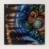 Mystische ätherische Kunst mit Bäumen und nächtlic Puzzle (Horizontal)