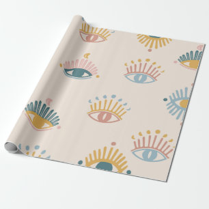 Mystische Augen nahtloses Muster, mystischer Hinte Geschenkpapier