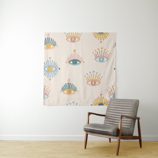 Mystische Augen nahtloses Muster, mystischer Hinte Wandteppich (Beispiel)