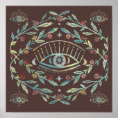 Mystische Augen Rose Weinreben Magischer Boho farb Poster (Vorne)