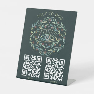 Mystische Augen Rosen Reben Magischer QR-Scan zum  Sockelschild