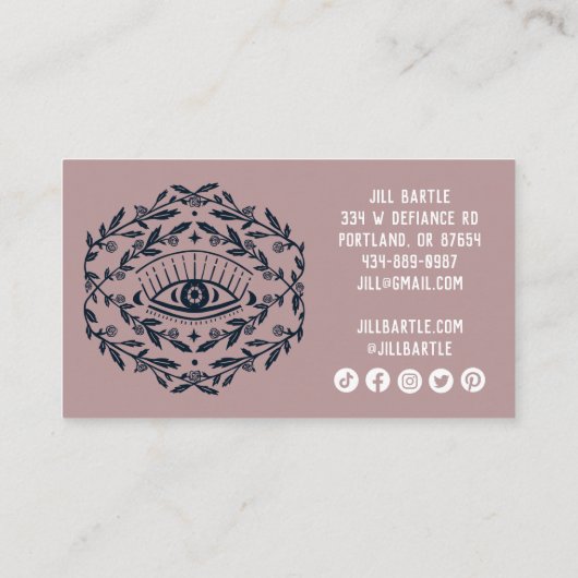 Mystische Augen und Rose Weinreben Magisches Boho  Treuekarte (Rückseite)