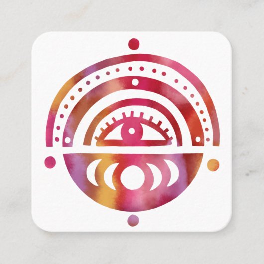 Mystische Augenmonde Magischer Boho Lila Wasserfar Quadratische Visitenkarte (Vorderseite)