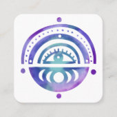 Mystische Augenmonde Magischer Boho Lila Wasserfar Quadratische Visitenkarte (Vorderseite)