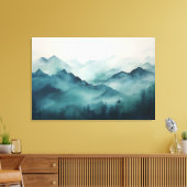 Mystische Berge im Nebel und verzauberter Wald Leinwanddruck (Insitu (Wohnzimmer))