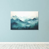 Mystische Berge im Nebel und verzauberter Wald Leinwanddruck (Insitu (Holzboden))