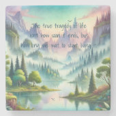 Mystische Berge und Zitate Steinuntersetzer (Vorderseite)