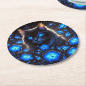 Mystische bezaubernde Katze Runder Pappuntersetzer (Angewinkelt)