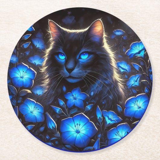 Mystische bezaubernde Katze Runder Pappuntersetzer (Vorderseite)