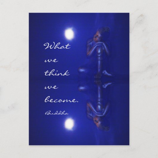 Mystische blaue Buddha-Reflexion mit Zitat Postkarte (Vorderseite)