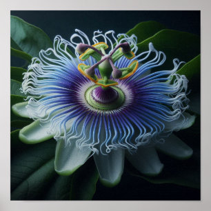 Mystische Blaue Passionsblume in dramatischem Lich Poster