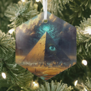 Mystische Blaue Pyramidenkunst Ornament Aus Glas