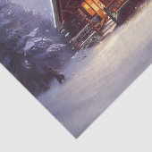 Mystische Blockhütte inmitten der Evergreens Seidenpapier (Ausschnitt)