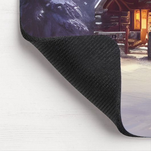 Mystische Blockhütte inmitten des Evergreen Mousepad (Ecke)