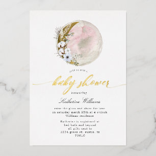 mystische bohemian Mond Baby Shower Folieneinladung