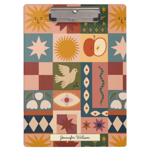 Mystische Bohemische Himmelsmuster Klemmbrett (Vorderseite)