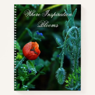 Mystische Botanik Ära Mohn und Tau Blumen Notizbuc Notizblock
