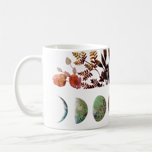 Mystische Botanische Herbstmond-Zyklus Bouquet Kaffeetasse (Links)